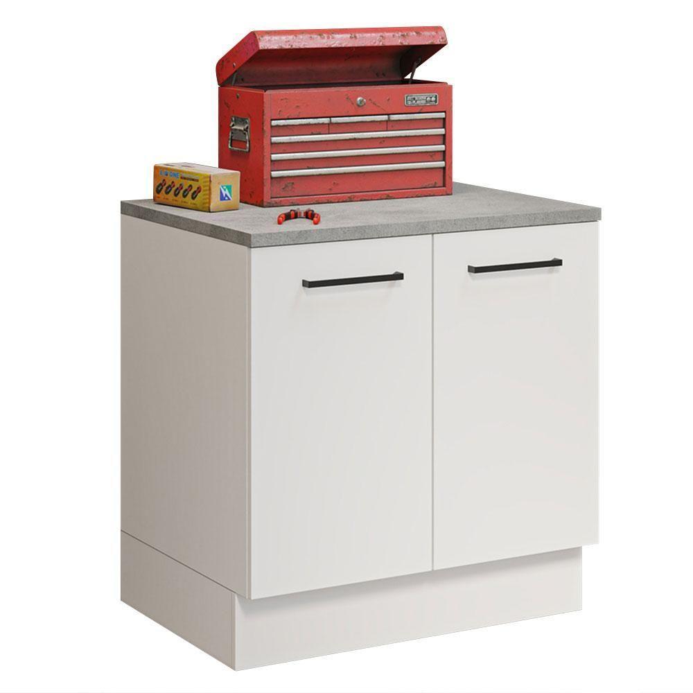 Balcão Multiuso 80cm 2 Portas Branco Agata Madesa Branco - 8