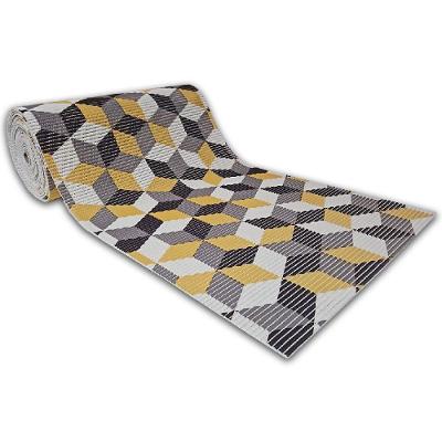 Tapete Passadeira Emborrachada Pvc Antiderrapante 0,65x4,00m Cubo 3d Amarelo