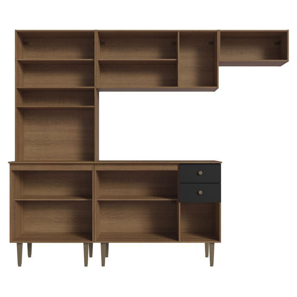 Armário Cozinha Compacta 235cm Rustic/Preto Gourmet 02 - 2