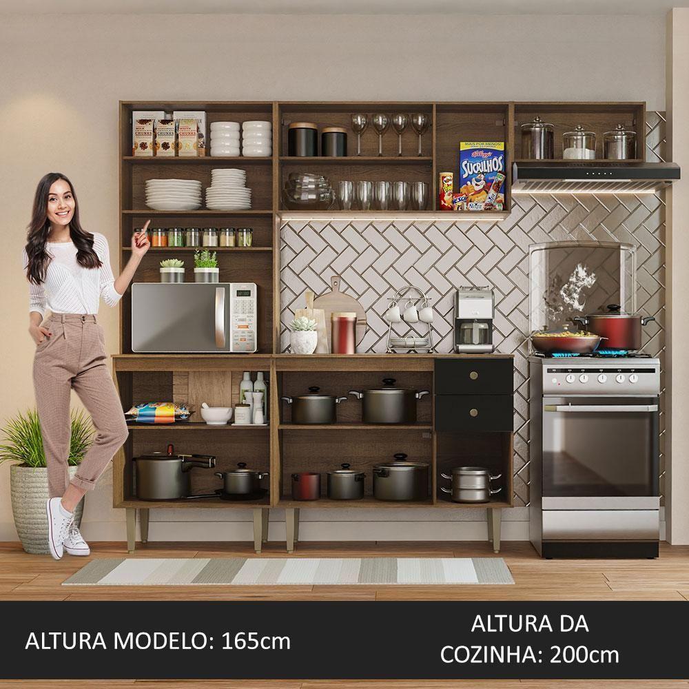 Armário Cozinha Compacta 235cm Rustic/Preto Gourmet 02 - 10