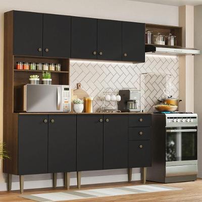 Armário De Cozinha Compacta 235cm Gourmet Madesa 02 Rustic/preto