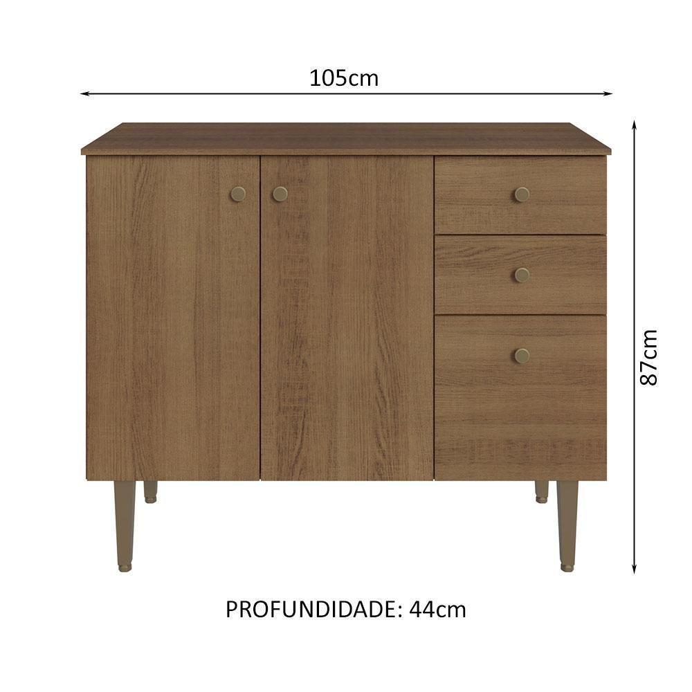 Balcão Gabinete 3Por 1 Gaveta Rustic Gourmet Madesa Rustic - 9