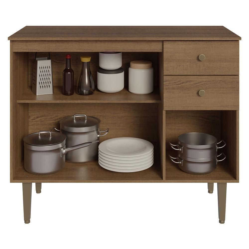 Balcão Gabinete 3Por 1 Gaveta Rustic Gourmet Madesa Rustic - 10