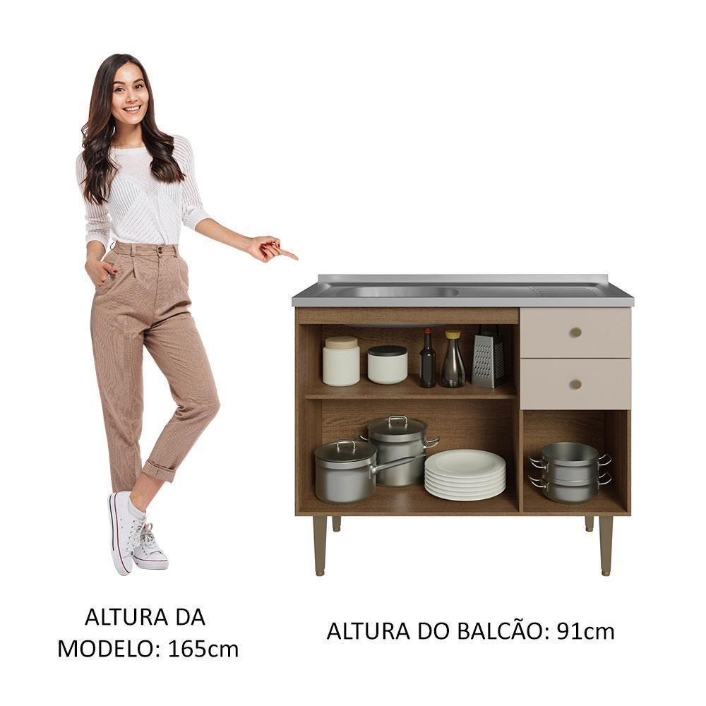 Balcão Gabinete Com Pia 105cm 3 Portas 1 Gaveta Crema - 7