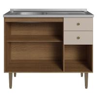 Balcão Gabinete Com Pia 105cm 3 Portas 1 Gaveta Crema - 5