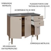 Balcão Gabinete Com Pia 105cm 3 Portas 1 Gaveta Crema - 8
