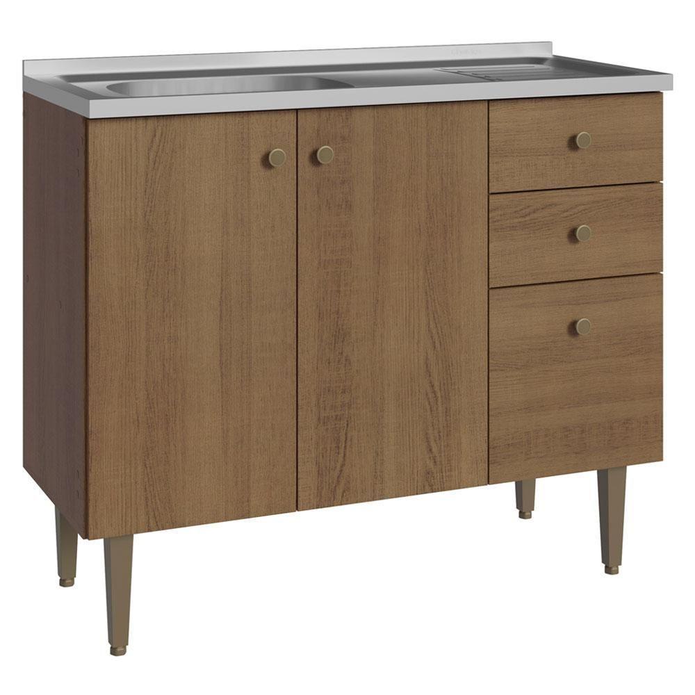 Balcão Gabinete Com Pia 3 Portas E 1 Gaveta 105cm - 1