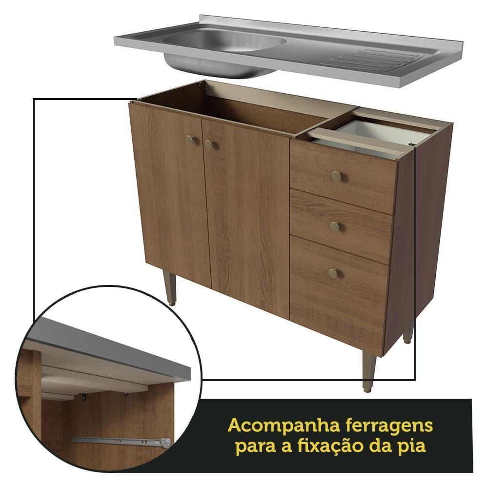 Balcão Gabinete Com Pia 3 Portas E 1 Gaveta 105cm - 3