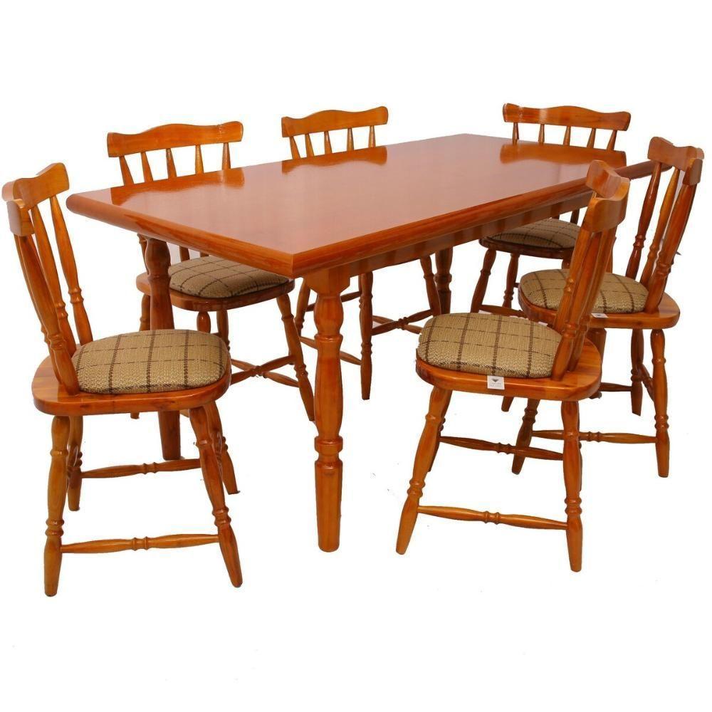Conjunto Mesa De Jantar 160cm Com 6 Cadeiras Estofadas Multimóveis Cr50086 Mel Mel - 1