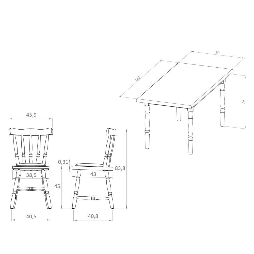 Conjunto Mesa De Jantar 160cm Com 6 Cadeiras Estofadas Multimóveis Cr50086 Mel Mel - 2
