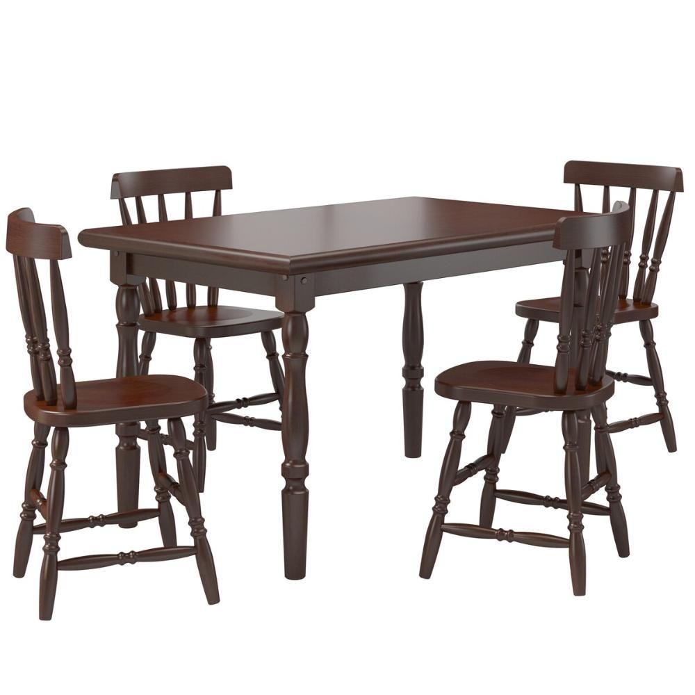 Conjunto Mesa De Jantar 125cm Com 4 Cadeiras Multimóveis Cr50083 Castanho Castanho - 1