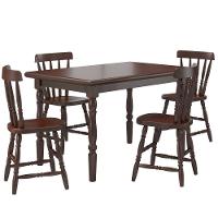 Conjunto Mesa De Jantar 125cm Com 4 Cadeiras Multimóveis Cr50083 Castanho Castanho - 1