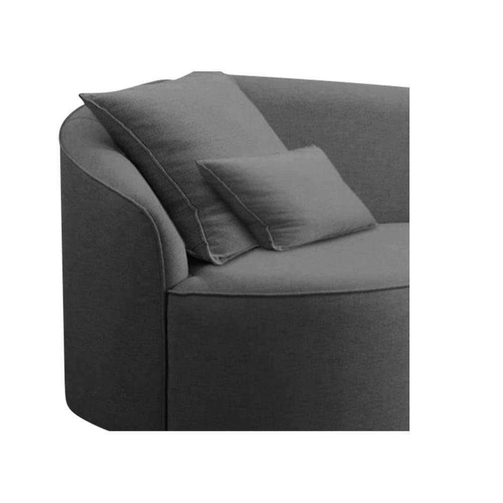 Divã Recamier Curvo Sala De Estar Recepção Inglaterra 150cm Lado Direito Linho - Adj Decor Cor Cinza Escuro - 4