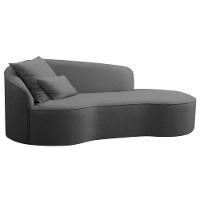 Divã Recamier Curvo Sala De Estar Recepção Inglaterra 150cm Lado Direito Linho - Adj Decor Cor Cinza Escuro - 1