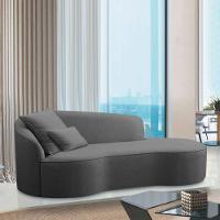 Divã Recamier Curvo Sala De Estar Recepção Inglaterra 150cm Lado Direito Linho - Adj Decor Cor Cinza Escuro - 6