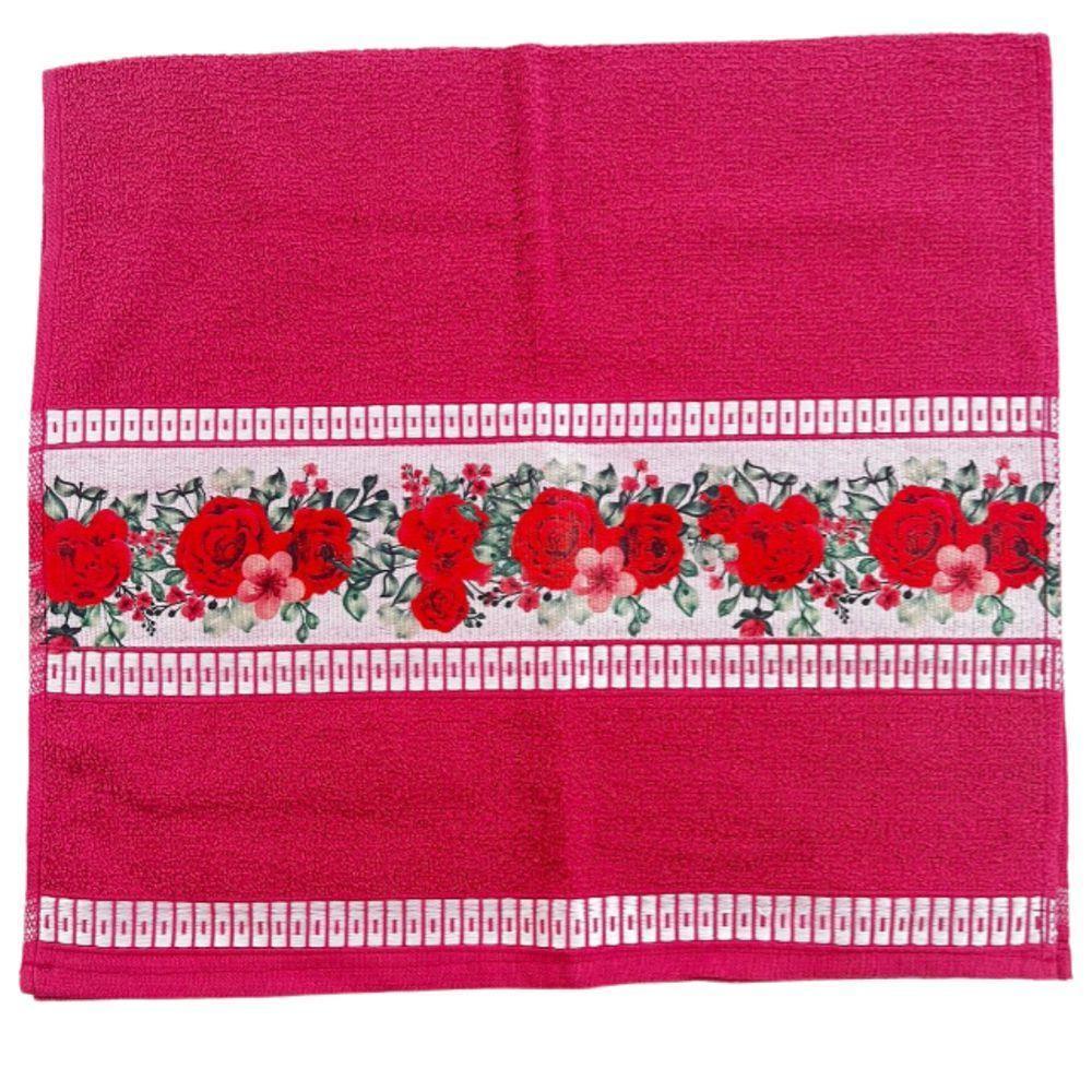 Toalha De Rostotransfer Felpuda Floral 42cm X 72cm Savitex Marsala - 1
