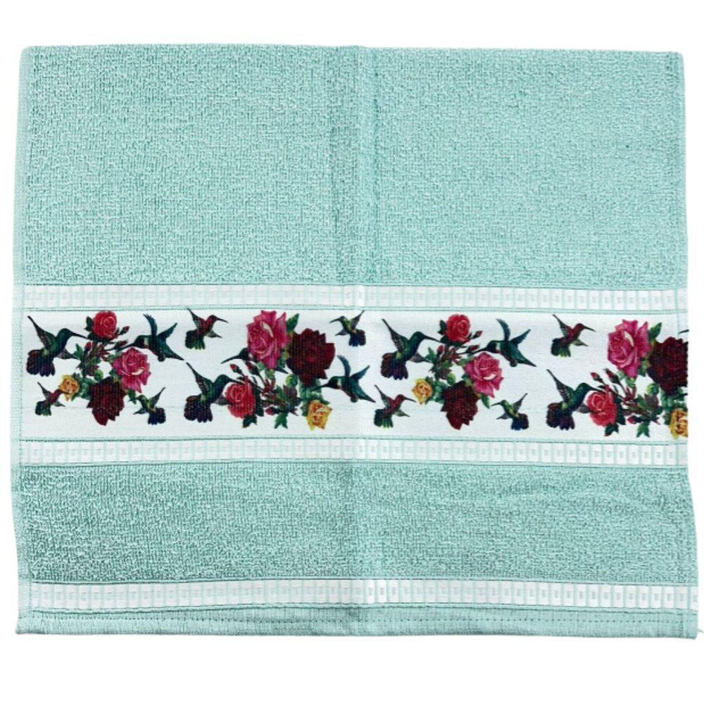 Toalha De Rostotransfer Felpuda Floral 42cm X 72cm Savitex Verde Claro - 1