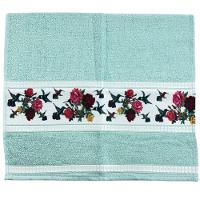 Toalha De Rostotransfer Felpuda Floral 42cm X 72cm Savitex Verde Claro - 1