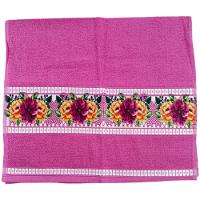 Toalha De Rostotransfer Felpuda Floral 42cm X 72cm Savitex Rosa - 1