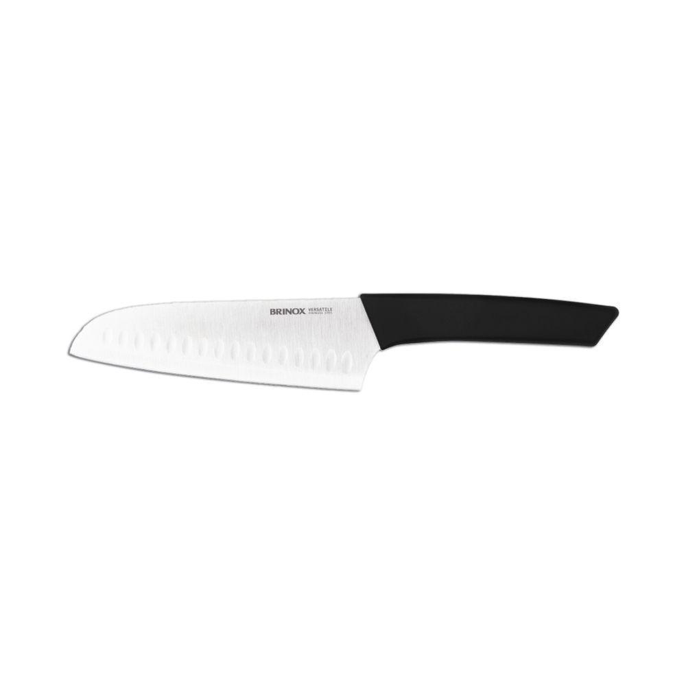 Faca P/ Fatiar E Picar Santoku 7 Polegadas Aço Inoxidável E Polipropileno Cor Preto Linha Versatile Brinox Preto - 1