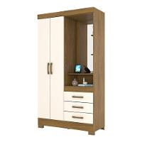 Guarda Roupa Solteiro Pequin Nature Off White Com Espelho - Briz Móveis - 1