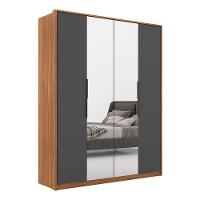 Guarda Roupa Casal Attore 4 Portas 2 Portas Em Espelho Amendola Grafito - Demartêz - 1