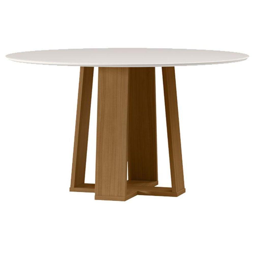 Mesa De Jantar Isabela 135x135 Cm Com Vidro Ype Off White - New Ceval - 1