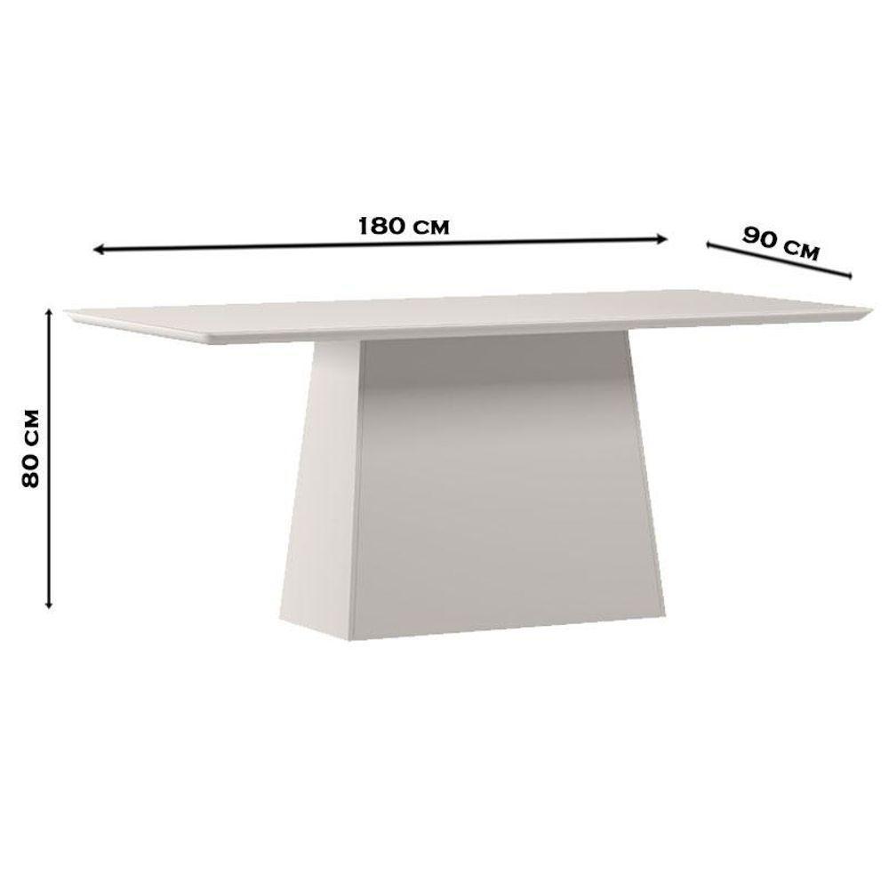 Mesa De Jantar 180 Cm Barbara Com Vidro Off White - New Ceval - 3