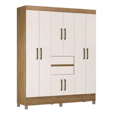 Guarda Roupa Casal Munique 8 Portas 2 Gavetas Amêndola Off White MDP