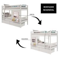 Beliche Infantil Com Janela E Gavetas Madeira Maciça Branco/ Rosa Housin - 2