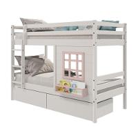 Beliche Infantil Com Janela E Gavetas Madeira Maciça Branco/ Rosa Housin - 5