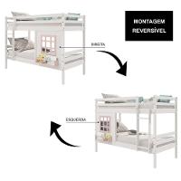 Beliche Infantil Com Janela Madeira Maciça Branco/ Rosa Housin - 2
