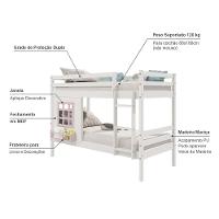 Beliche Infantil Com Janela Madeira Maciça Branco/ Rosa Housin