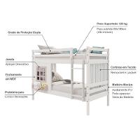 Beliche Infantil Com Janela E Cortina Madeira Maciça Branco/ Rosa Housin