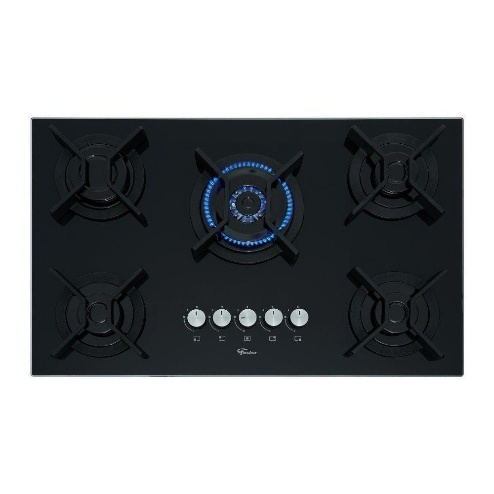 Cooktop A Gás Fischer 5 Bocas Tripla Chama Infinity Com Trempe De Ferro Fundido Mesa Vidro 26298-57077 Bivolt - 1