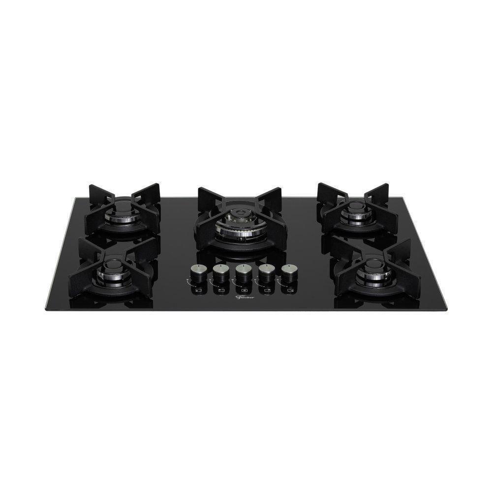 Cooktop A Gás Fischer 5 Bocas Tripla Chama Infinity Com Trempe De Ferro Fundido Mesa Vidro 26298-57077 Bivolt - 2