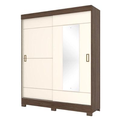 Guarda Roupa Solteiro B66 Castanho Off White - Briz Móveis