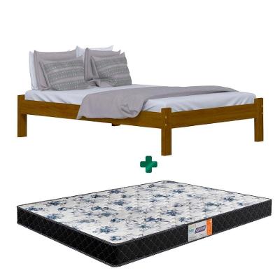 Cama Turca Casal Imbuia Madeira Nemargi Com Colchão Gazin Casal D33 138 X 188