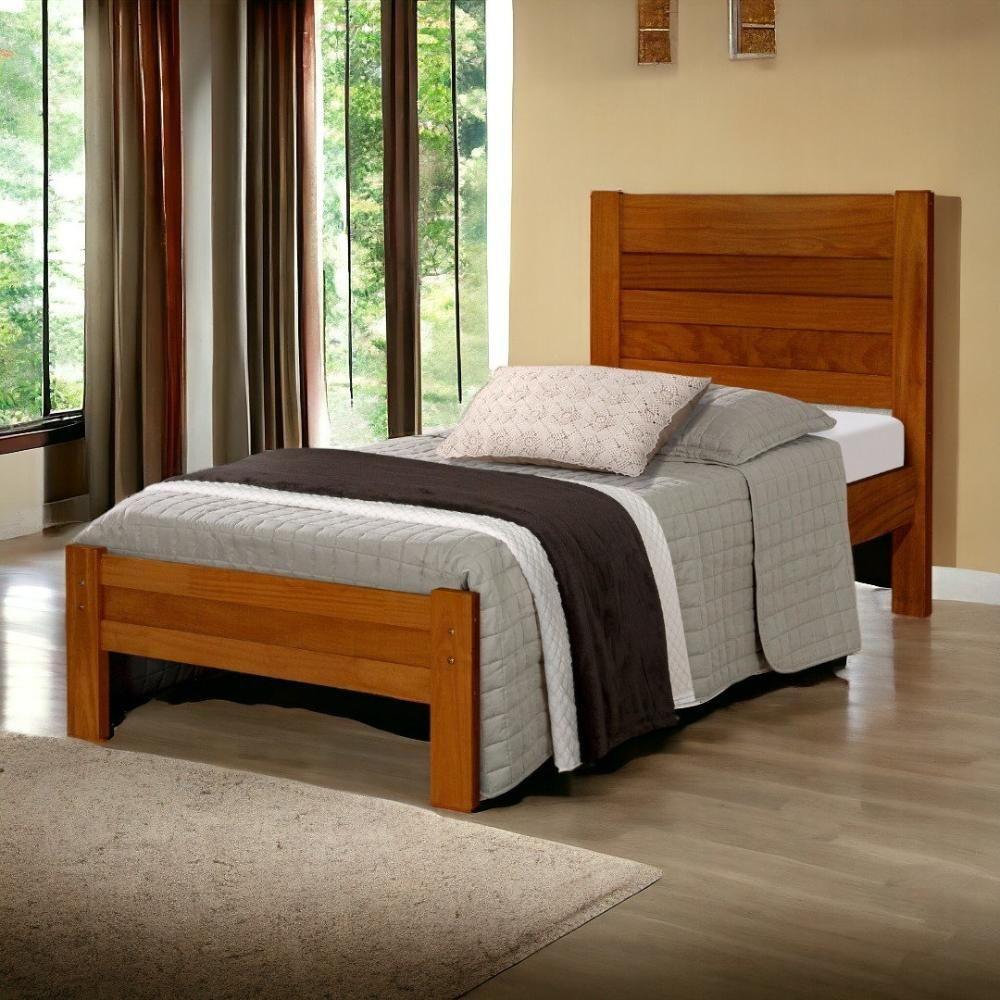 Cama Solteiro Lara Castanho Com Colchão Atraente - 1