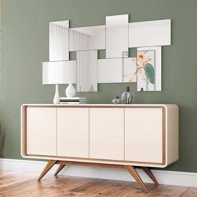 Buffet Channel Industrial Luxo Moderno 4 Portas 100% Mdf Nature Com Off White