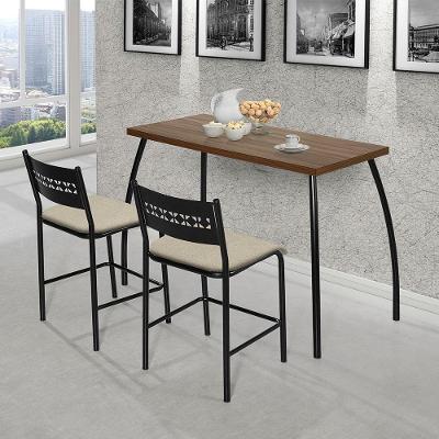 Conjunto De Mesa Com 2 Cadeiras Fit Flora Assento Bege Aço Nobre