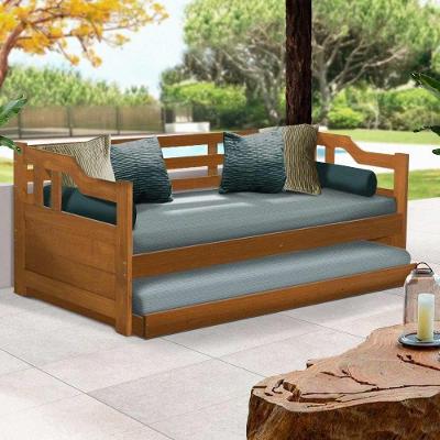Estofado Cama Solteiro Madeira Maciça Com Cama Auxiliar Atraente Imbuia