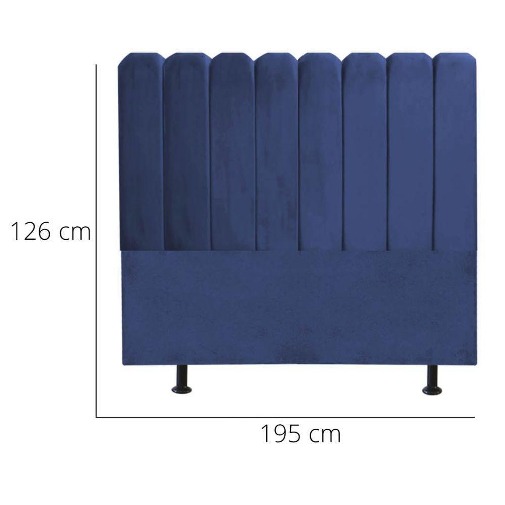 Cabeceira Estofada Cama Box King 195 Cm Maitê Suede Cor:azul Marinho - 3