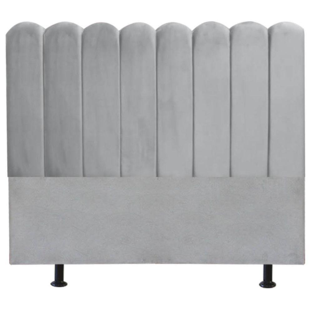 Cabeceira Estofada Cama Box King 195 Cm Maitê Suede Cor:cinza Claro - 1