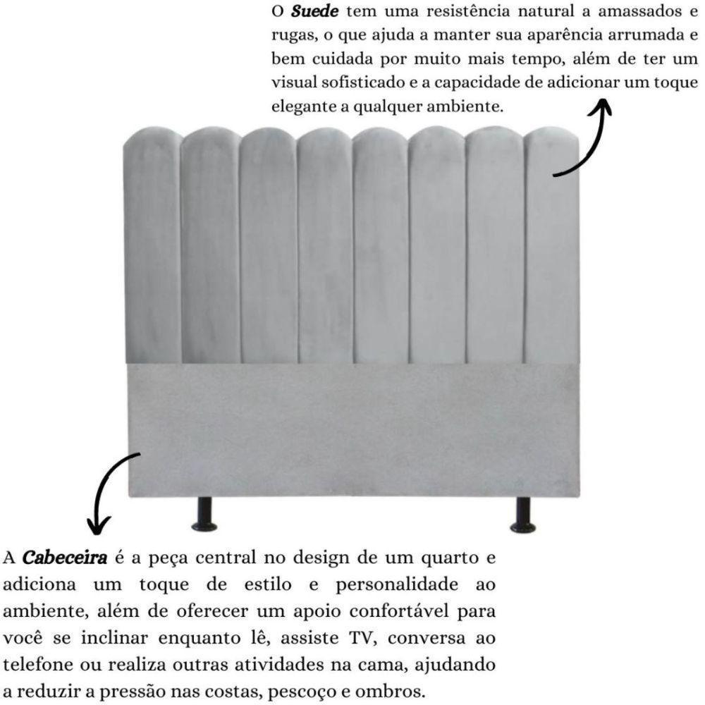 Cabeceira Estofada Cama Box King 195 Cm Maitê Suede Cor:cinza Claro - 3