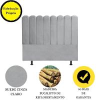 Cabeceira Estofada Cama Box King 195 Cm Maitê Suede Cor:cinza Claro