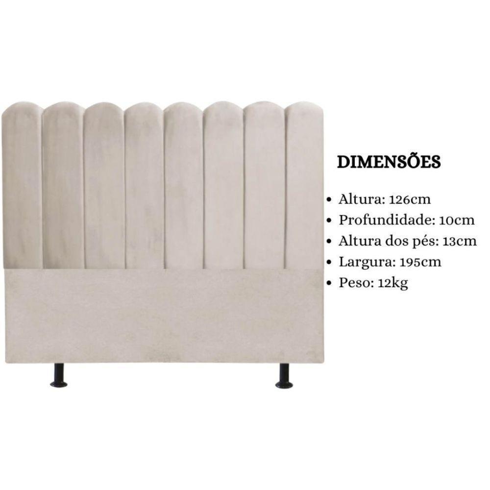 Cabeceira Estofada Cama Box King 195 Cm Maitê Suede Cor:bege - 3