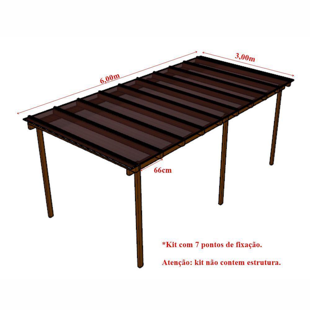 Kit Policarbonato Bronze 6mm 6,00m X 3,00m - Perfis Naturais - 5