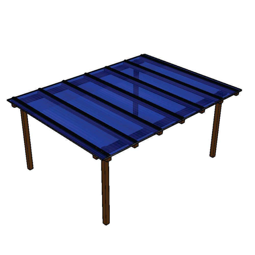 Kit Policarbonato Azul 6mm 4,00m X 3,00m - Perfis Naturais - 1