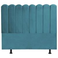 Cabeceira Estofada Cama Box King 195 Cm Maitê Suede Cor:azul Turquesa - 1